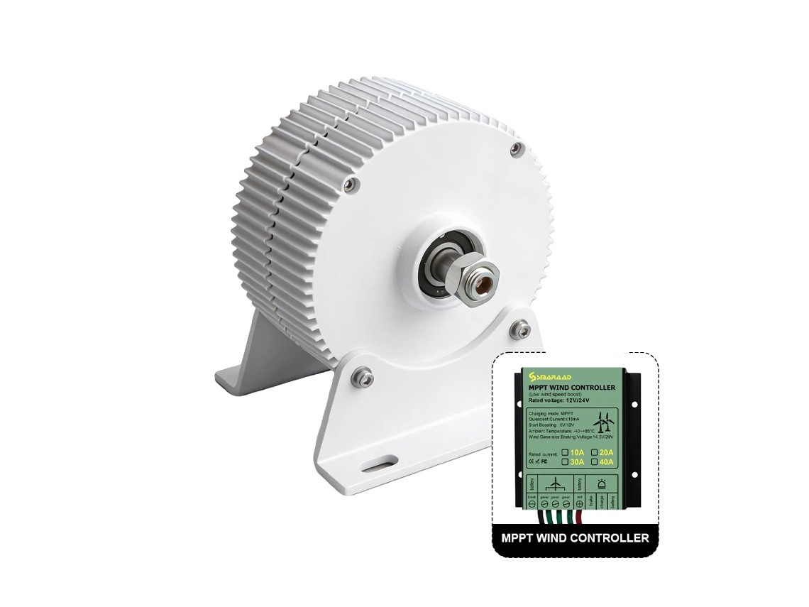 Generador, funcionamiento a 800 RPM, compatible con energías renovables, con base MPPT-B, 12 V