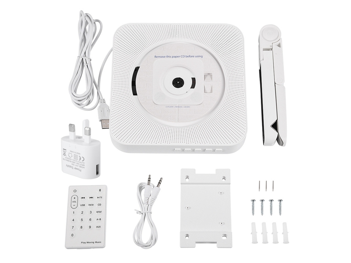 Reproductor De Cd Mp3 Estéreo Portátil Para Montaje En Pared Con Control Remoto Bluetooth