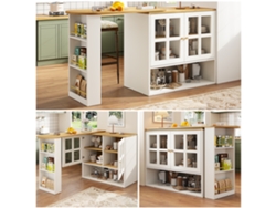 360° Rotating Dining Table Storage Shelves White