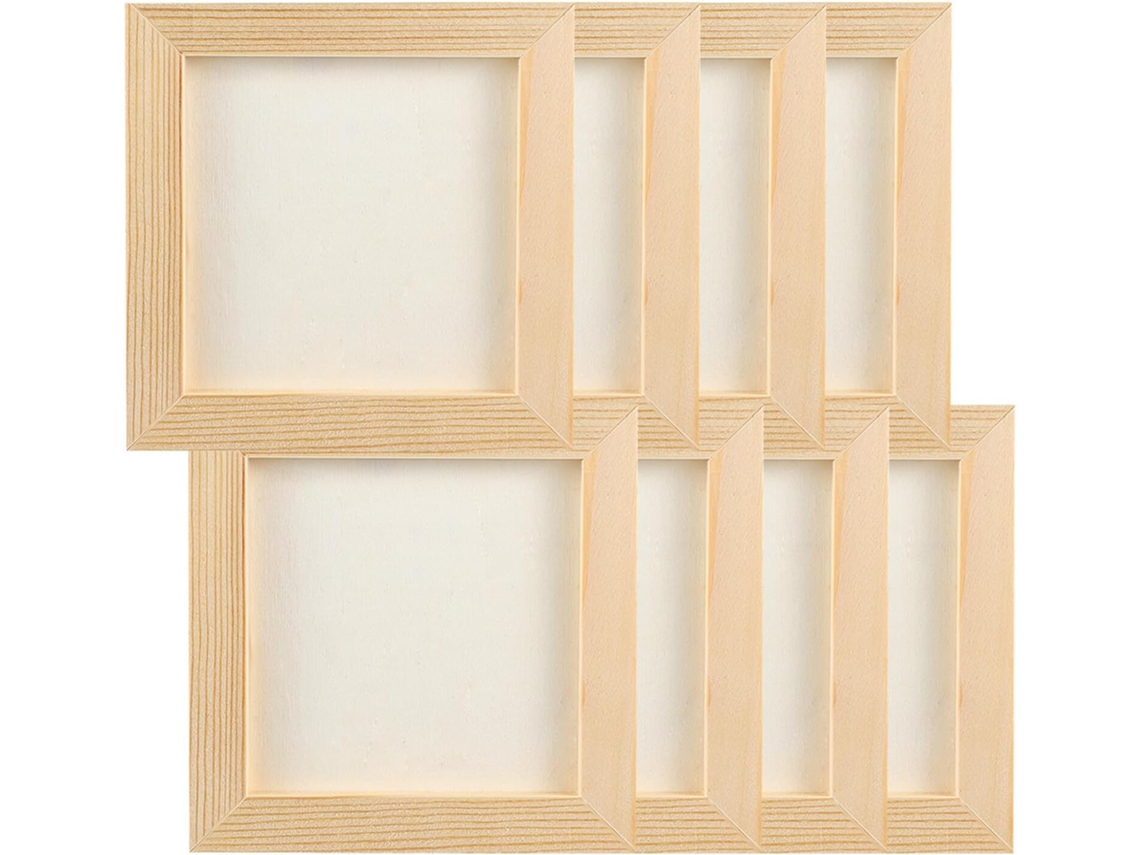 Marcos Fotos Madera Natural 8 Piezas 12x12 Proyectos Bricolaje Niños Niñas Pintar Armar Mismo Dibujar Decorar
