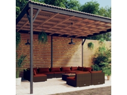 10 Piezas Conjunto Lounge Jardim C/ Almofadões Vime Pe Castanho Dkd Decoración Del Hogar