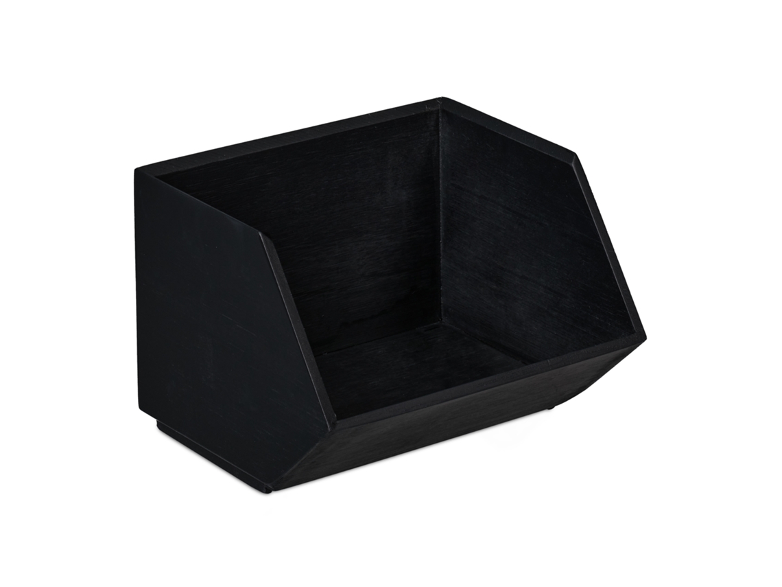Relaxdays Organizador Escritorio, 1 Compartimento, Cajonera Bambú Apilable, Multifuncional, 12,5x17,5x15,5 Cm, Antracita