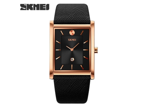 Relojes cuadrados para hombres, reloj de negocios impermeable para hombres con calendario, esfera negra con concha de oro rosa LUUCOZK