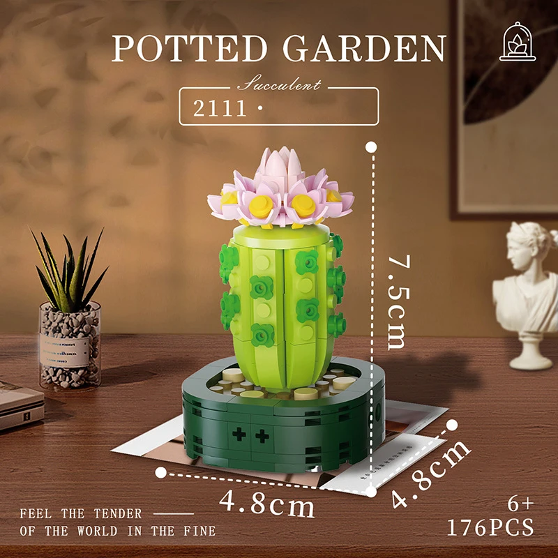 Minibloques De Construcción (verde Militar) Para Oficina, Escritorio, Jardín, Plantas En Maceta, Juguetes Educativos Y Regalos.