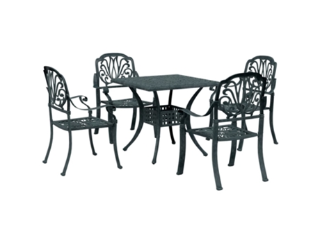 Conjunto 5 de comedor de jardín VIDAXL aluminio fundido verde