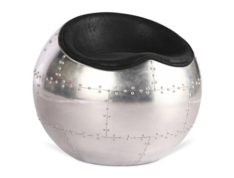 Silla de Salón Diseño Bola Silla Circular de Piel y Metal 47cm AVIATOR STYLE
