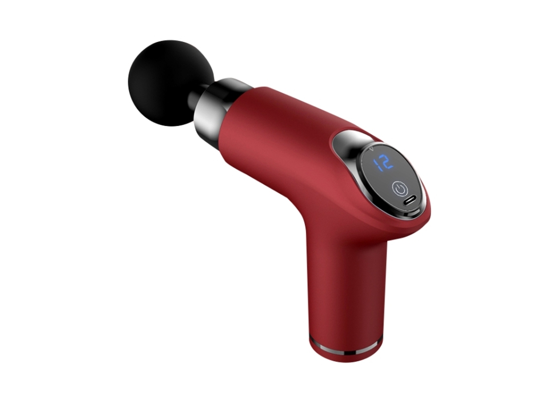 Mini masajeador vibratorio de velocidad variable para relajación muscular y miofascial. Especificaciones: 12 velocidades (rojo).