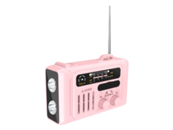 Radio de emergencia solar con manivela, NOAA/AM/FM con linterna LED, alarma SOS y brújula Chrui (rosa)