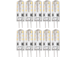 Juego De 10 Bombillas Led G4, Bipin, Con Base De Silicona, Luz Blanca Cálida.