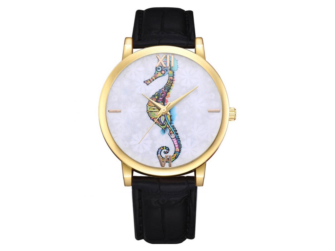 Reloj De Cuarzo Con Patrón Animal Moda Pulsera Ajustable Para Mujer (negro)