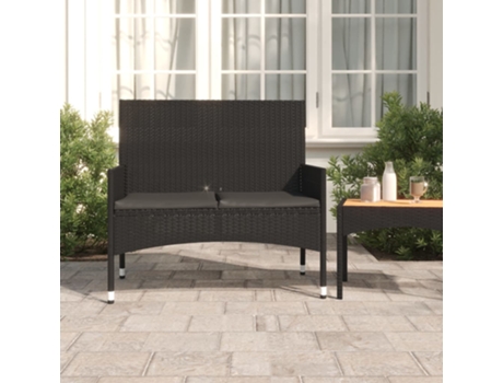 Banco De Jardín VIDAXL Negro Poli Ratán (90x51x85 cm)