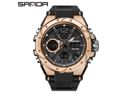 Reloj Electrónico Para Hombre (negro Y Oro Rosa), Reloj Deportivo Impermeable Para Exteriores, Reloj Electrónico Multifuncional Luminoso.