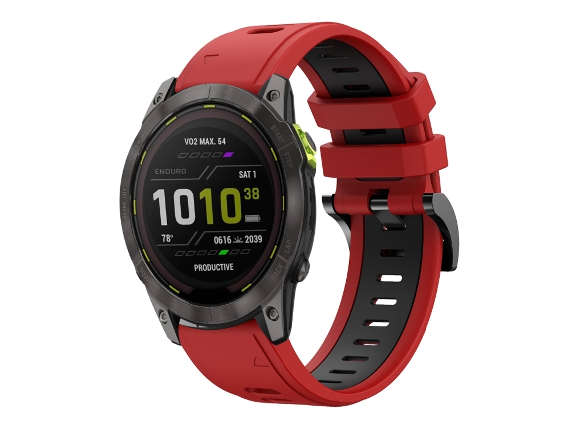 Bracelete Para Garmin Enduro 3 - Silicone Esportivo - Duas Cores (26mm) Vermelho + Preto