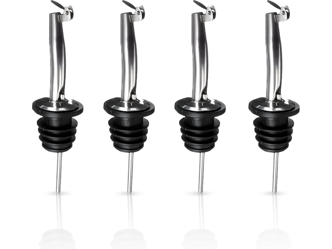 Juego De 4 Dosificadores Con Tapa, Para Botellas De Vino Y Cócteles.