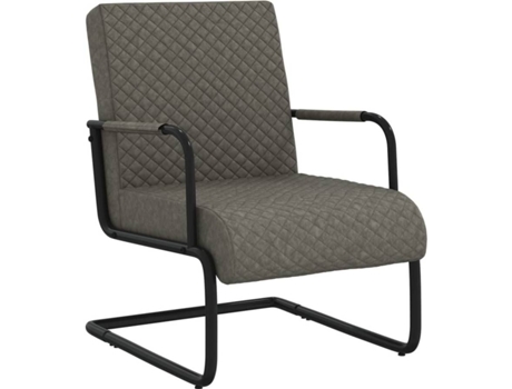 Silla voladiza VIDAXL Gris Cuero artificial (64.5x77x88.5 cm)