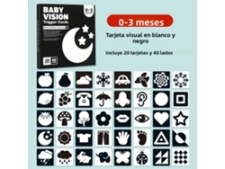 (0-3 meses) Tarjeta de estimulación visual para bebés Juguetes de aprendizaje temprano Libro de aprendizaje visual neonatal Contraste en blanco y negro