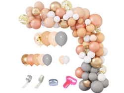 MEOIRUERY Kit de Guirnalda - Arco con Globos Blancos, Rosas y Dorados con Confeti Rosa y Dorado