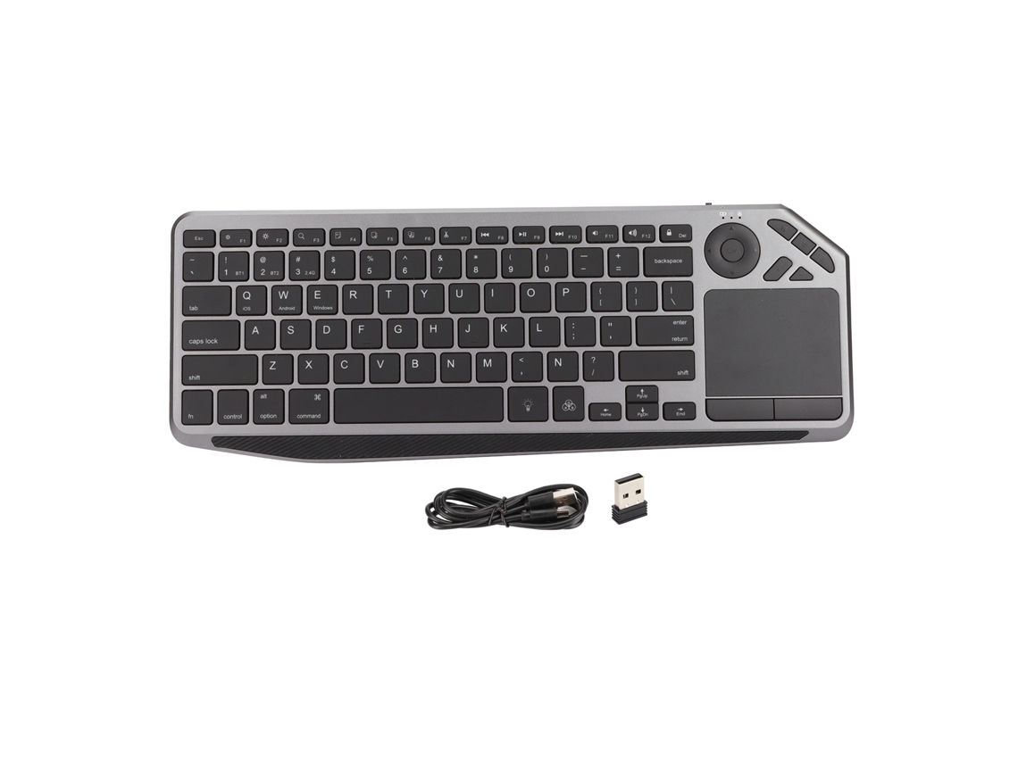 Teclado Táctil Inalámbrico, Control Preciso Del Cursor, Conexión Dual De 2,4 Ghz, Retroiluminación Colorida Para Tv Multimedia.