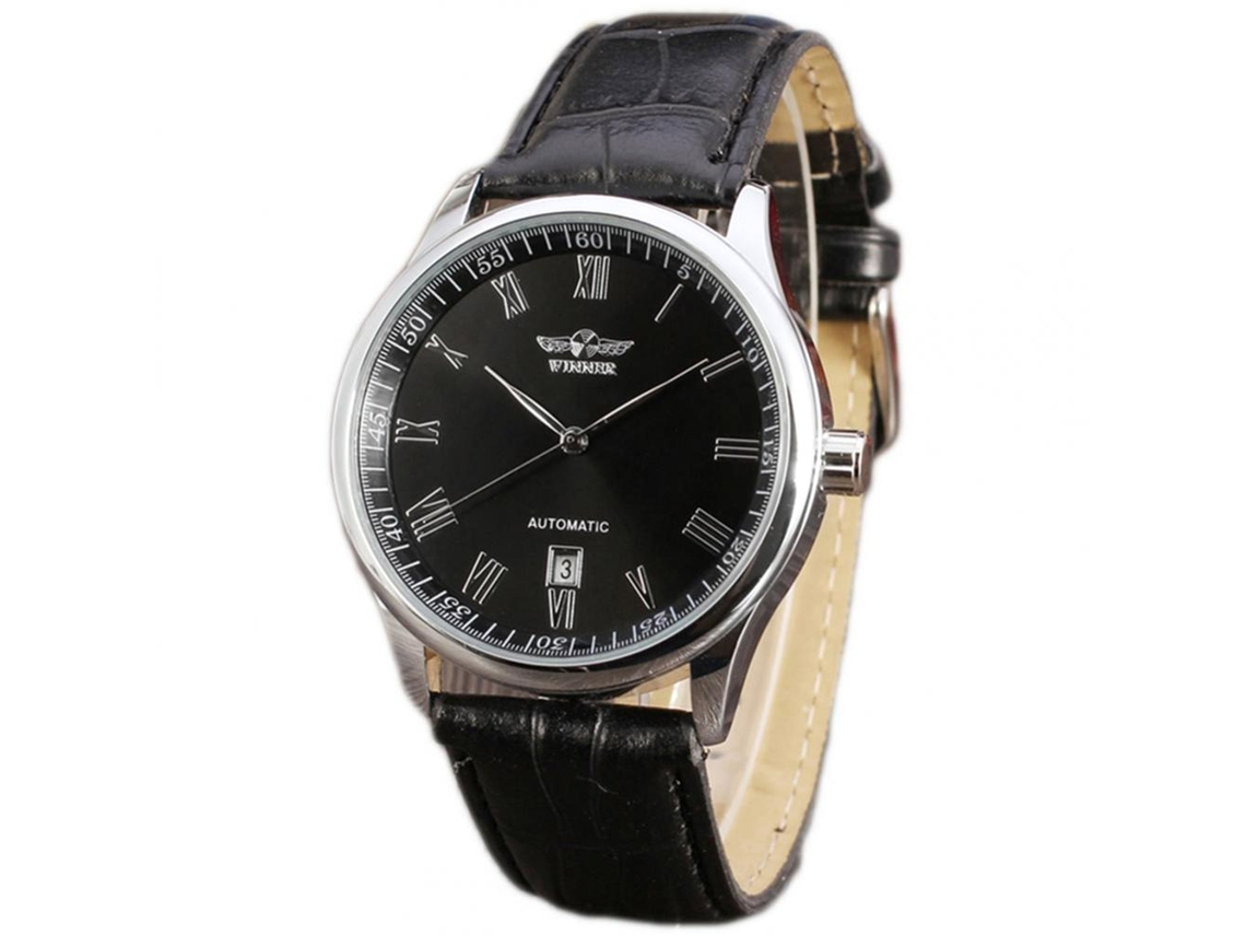 Reloj Hombre Casual Empresarial De Cuero Pu, Dial Redondo, Movimiento Mecánico, Resistente Al Agua