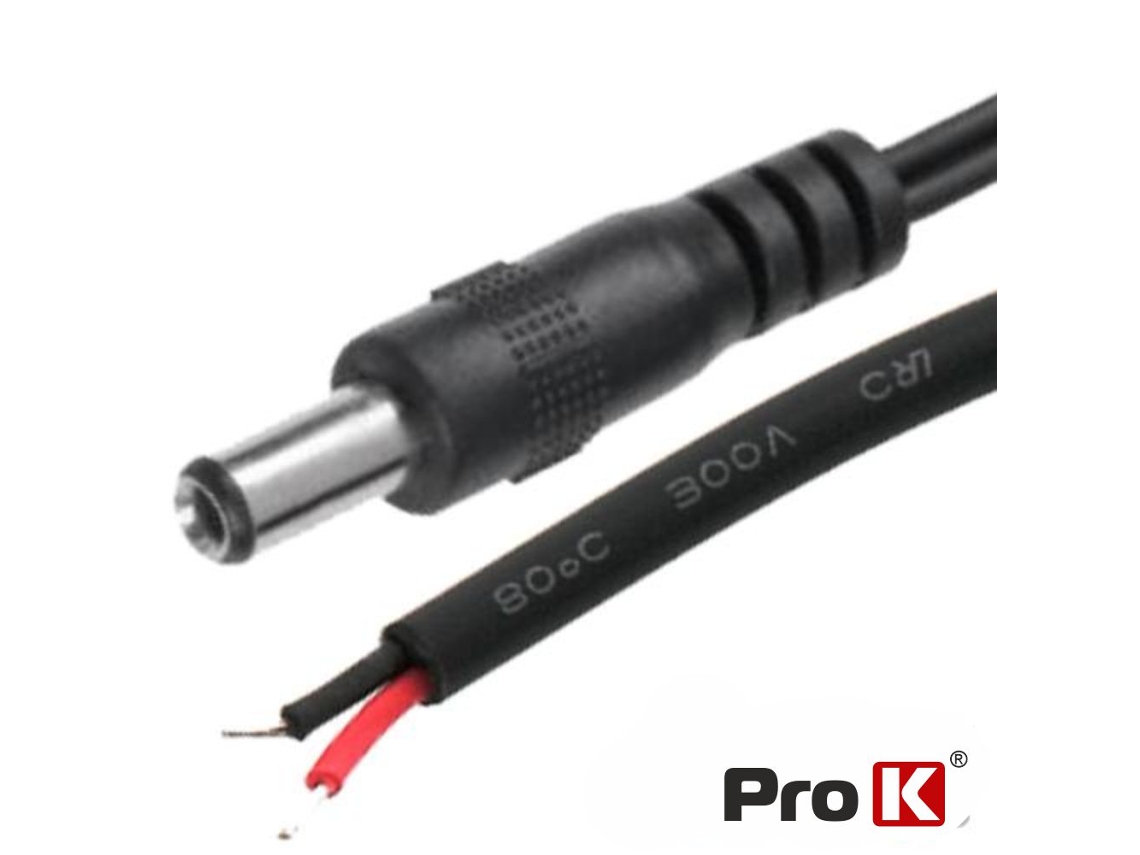 Enchufe de alimentación de CC hembra de 5,5 x 2,1 mm y 15 mm con cable PRO K
