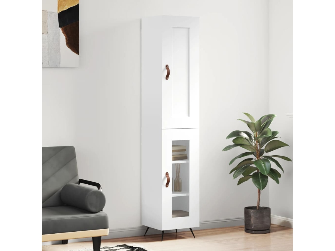 Aparador Alto Madera Contrachapada Blanco 34,5x34x180 Cm