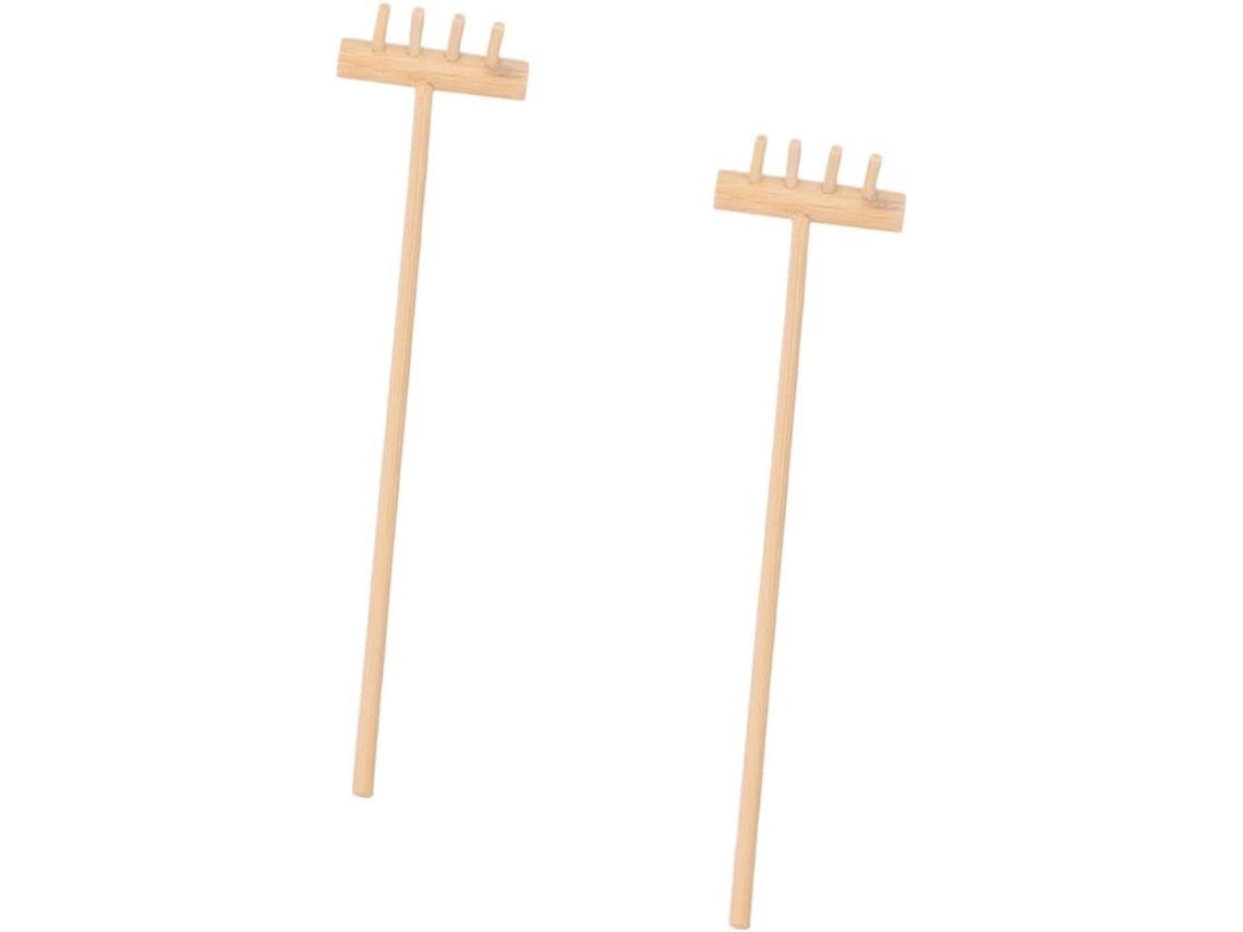 Mini Rastrillos Naturales De 2 Piezas Para Jardín Zen Y Accesorios Decorativos Para Areneros.