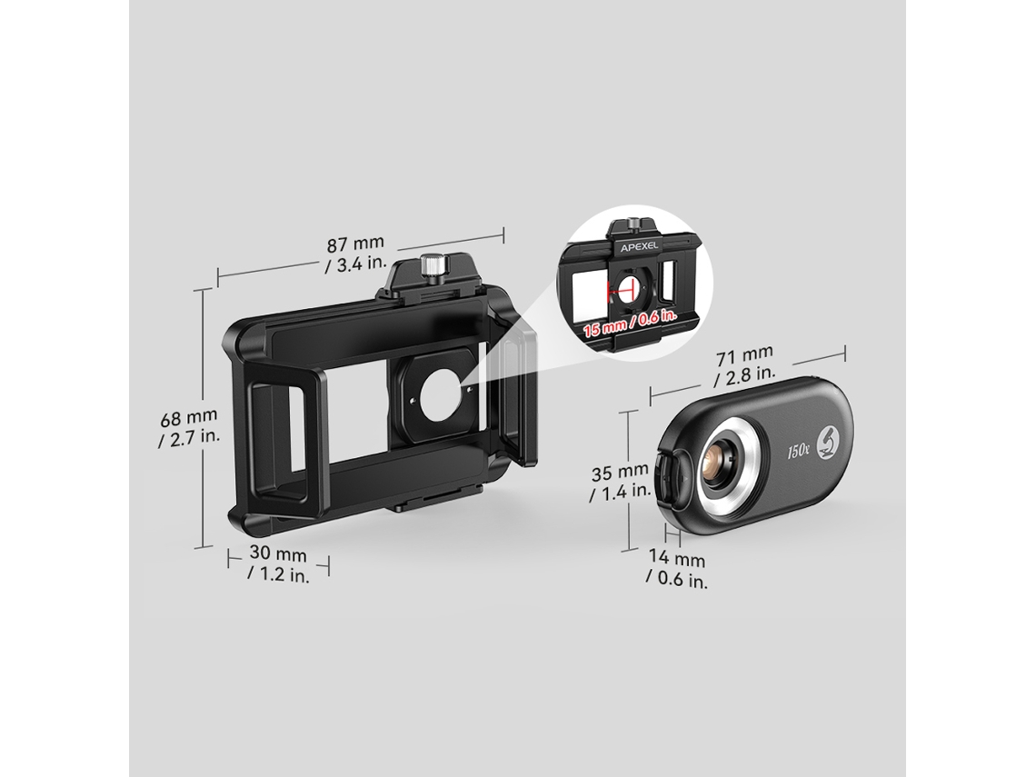 Microscopio Para Teléfonos Móviles Con Lentes Cpl, 12 Led, 6 Uv 395nm, Clip Universal, 71-105 Mm, 100x, 150x, 200x