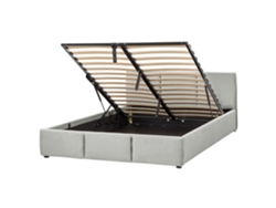 Cama con almacenaje BELIANI Bousse de Terciopelo Gris 171x219x79