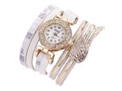 Reloj De Pulsera Para Mujer Con Correa De Poliuretano Y Diamantes De Imitación, Esfera Redonda Y Movimiento De Cuarzo.