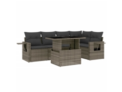 Maison Exclusive - Set De Muebles De Jardín 6 Pzas Y Cojines Ratán Sintético Gris