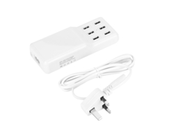Cargador Inteligente De Pared Usb De 6 Puertos 60w 5v/12a, Adaptador De Escritorio Portátil Con Enchufe Uk 100-240v