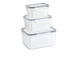 3 Cestas De Almacenamiento Con Desagüe Transparente E Impermeable Para Frutas, Verduras Y Alimentos En El Refrigerador.