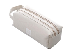 2026rebe-estuche De Lápices De Gran Capacidad Con 2 Bolsillos Y Cremallera Doble Tela Oxford Gris 19.5x7.5x7.5cm