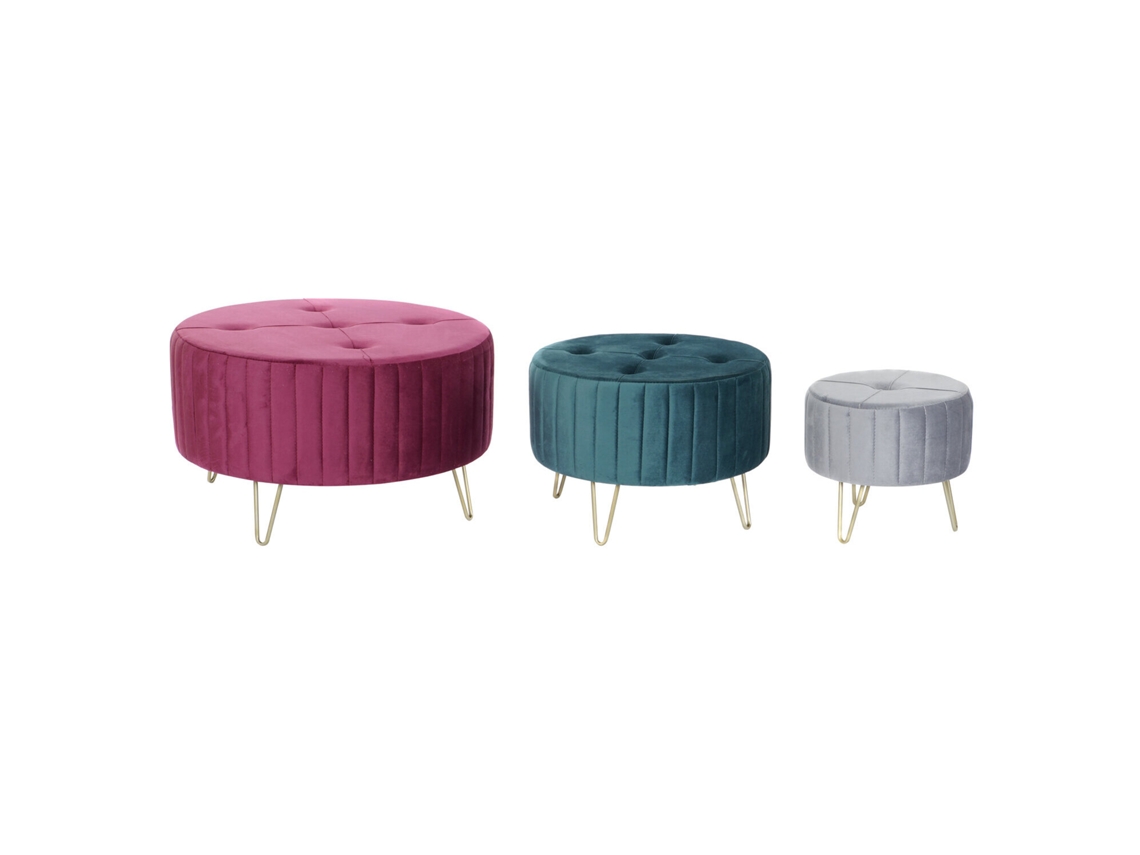 Set 3 Reposapies Poliester Metal 80x80x45cm