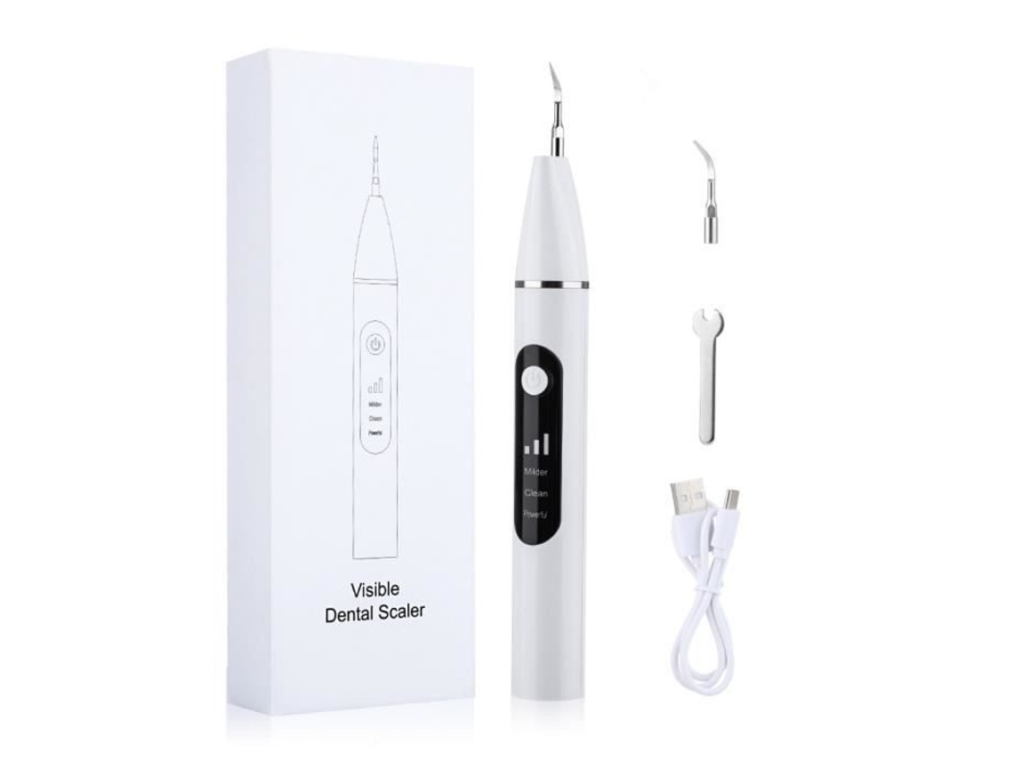 Escalador dental ultrasónico de patrón blanco, irrigador visual, eliminador de sarro oral, limpiador de dientes AIHONTAI