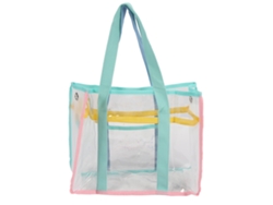 Bolso Grande Transparente De Pvc Impermeable, Versátil Para Viajes Y Playa, Para Mujer - Azul Y Verde