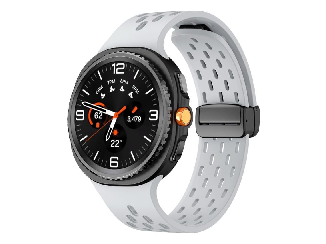 Bracelete Para Samsung Galaxy Watch 8 / 8 Classic - Silicone Magnético Com Malha Clássica - Cinza