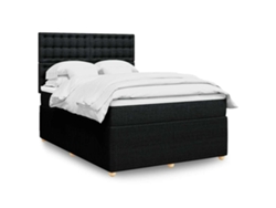 Cama Box Spring Con Colchón Tela Negro 140x190 Cm