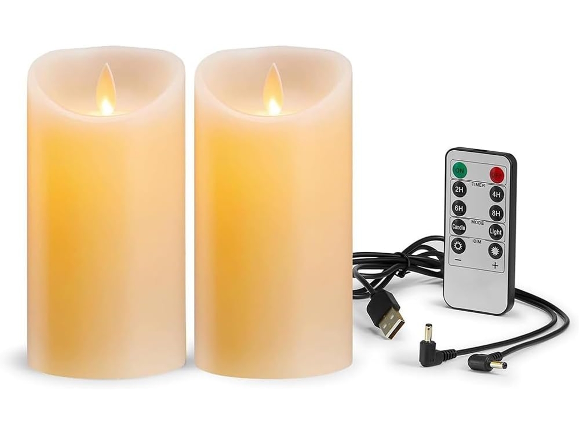 Velas LED con efecto centelleante, recargables, con lámpara de ondas electrónicas. Gokoco