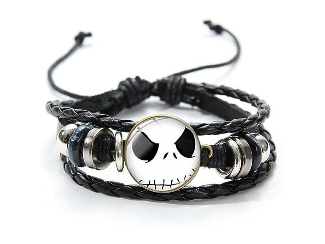 Pulsera Con Charm De Skellington Y Figura Cartoons Material Aleación Y Gemas De Tiempo Regalo Unisex Para Halloween Y Navidad