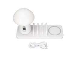 Base De Carga Inalámbrica De 10 W Con Luz Nocturna En Forma De Hongo Y 3 Puertos Usb Para Teléfonos Móviles.
