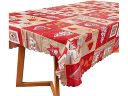 Mantel navideño Omni de poliéster rojo, reutilizable, ideal para fiestas y días festivos, 150 x 180 cm.
