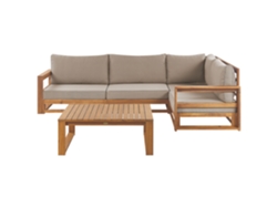 Conjunto de jardín esquinero 4 plazas modular de madera de acacia certificada clara izquierdo BELIANI Timor II