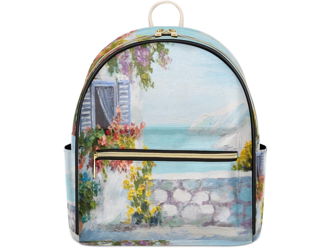 Mochila de cuero Tropicallife con estampado de pintura al óleo para mujer, diseño con varios estampados, impermeable.