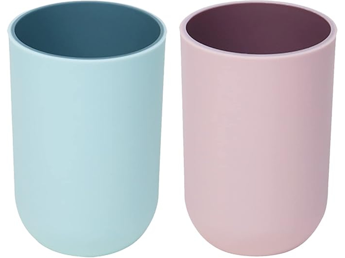 Taza para cepillo de dientes infantil, soporte para cepillo de dientes, paquete de 2 tazas de viaje para acampar, almacenamiento para el baño Jortmrd