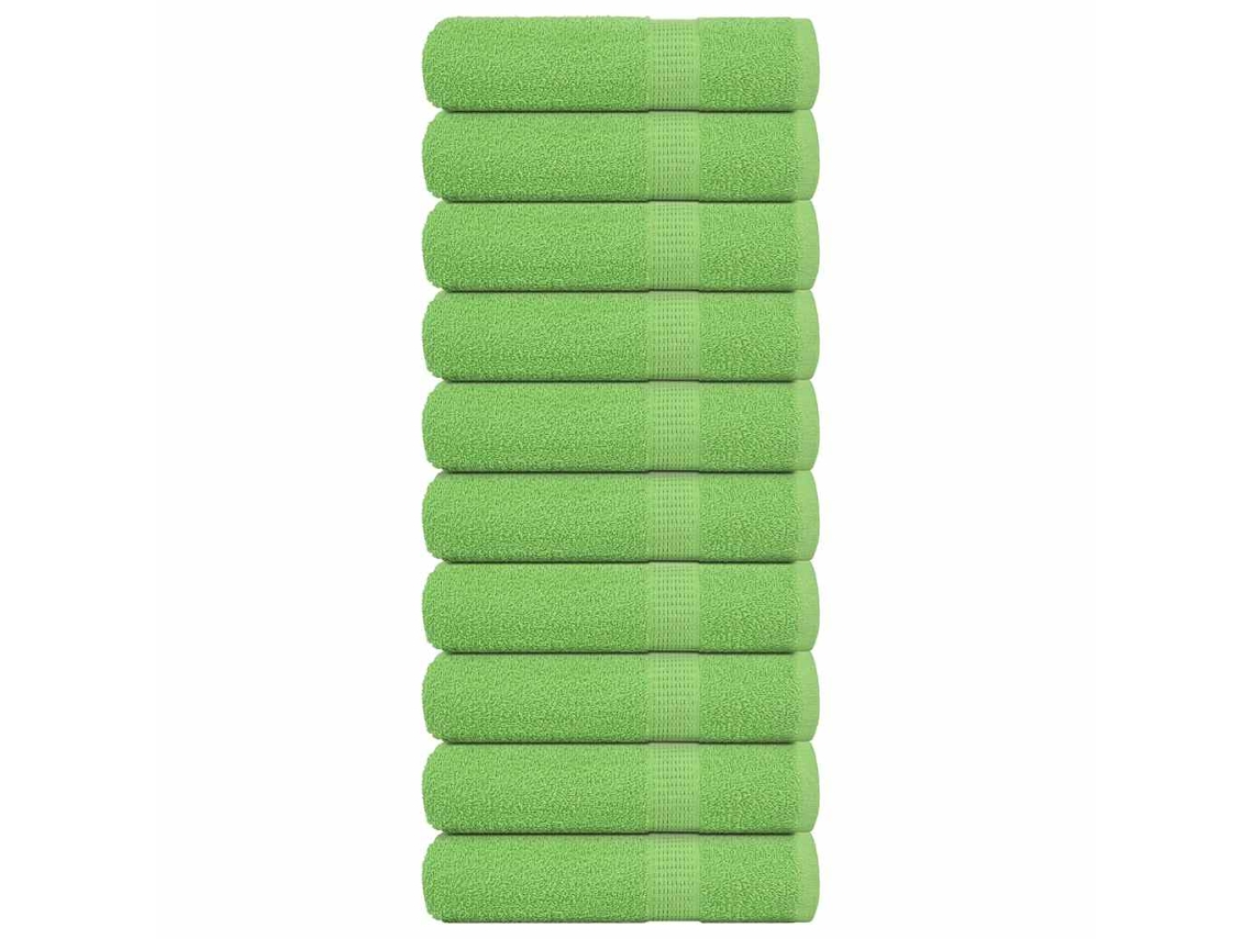 Conjunto 10 Toalla De Mano VIDAXL Verde Algodón (50x100 cm)