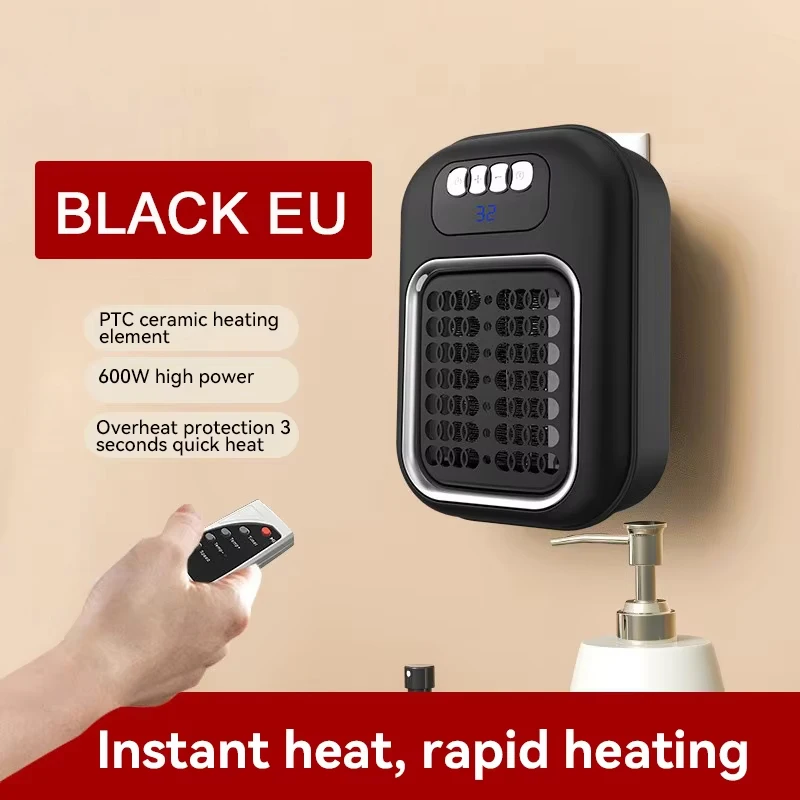 (estándar Europeo Negro) Calentador Eléctrico, Enchufable, Electrodoméstico, Temporizador Para Calentamiento Rápido