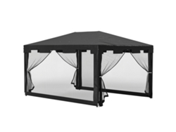 Cenador de jardín plegable de 3x3 m, resistente a la intemperie, 395x295x255 cm, color negro.