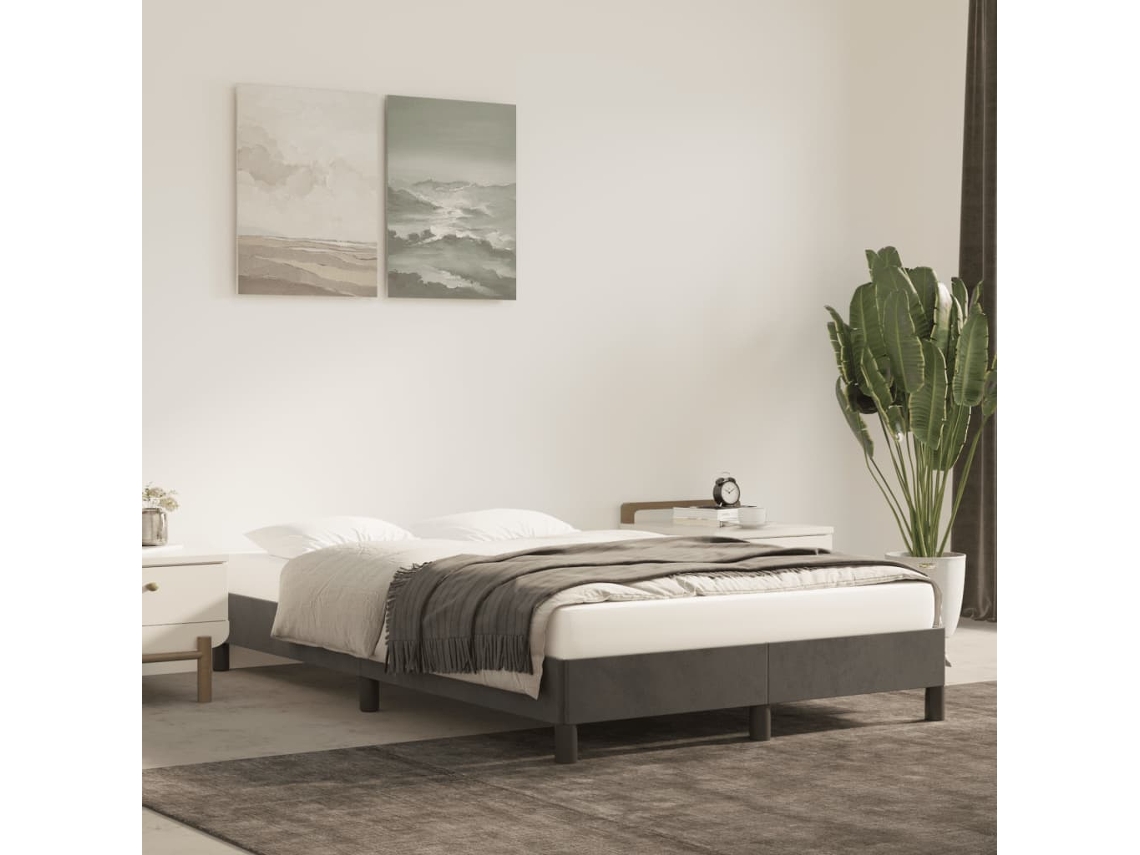 Estructura De Cama Sin Colchón Terciopelo Gris Oscuro 120x200cm