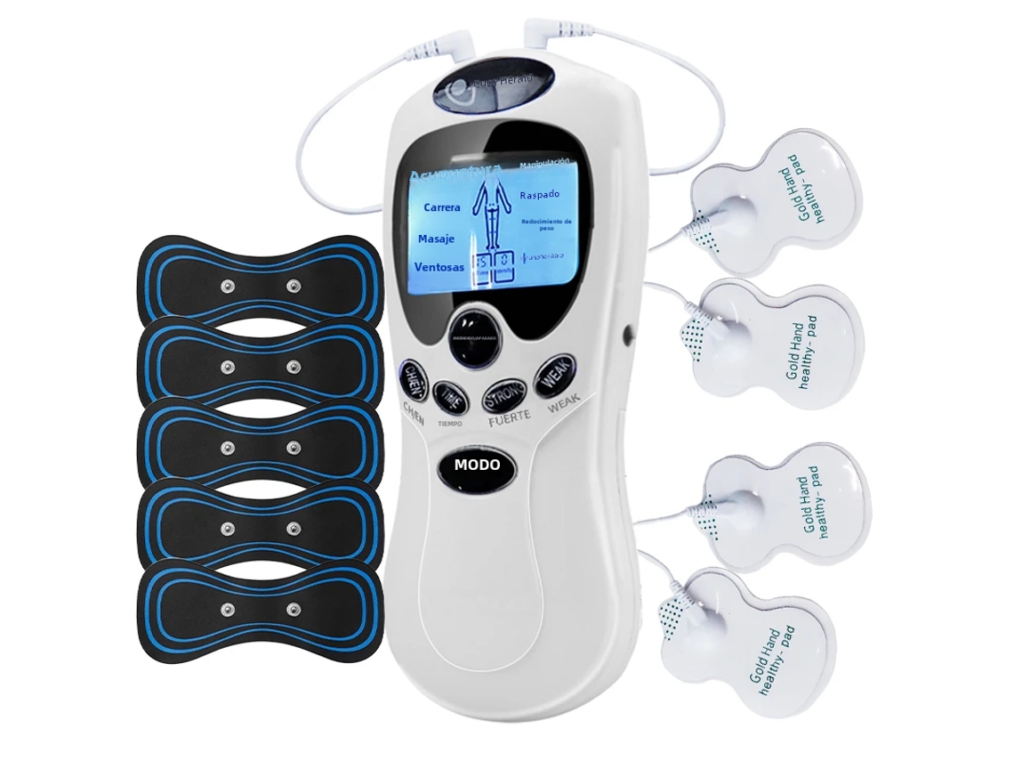 Masajeador Eléctrico De Acupuntura, 8 Modos, Pantalla Lcd Digital, Kit De Terapia Ems